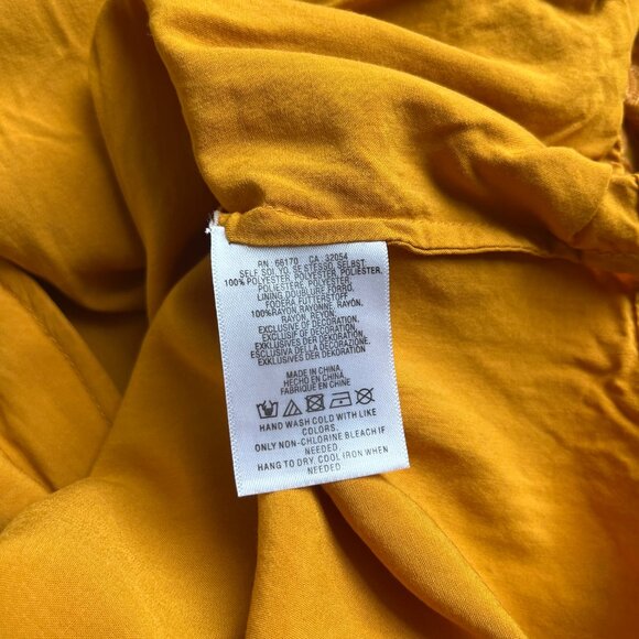 Anthropologie Daniel Rainn Mustard Yellow Embroidered Belted 3/4 Sleeve Dress - Picture 15 of 16